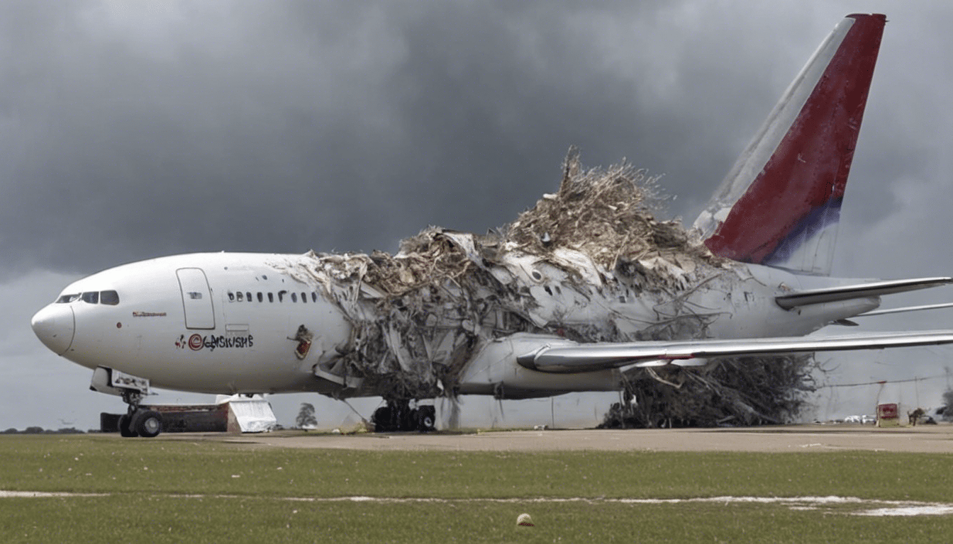 découvrez les dégâts impressionnants causés par la météo extrême ! des informations sur l'impact de la tempête de grêle sur le nez de cet avion.